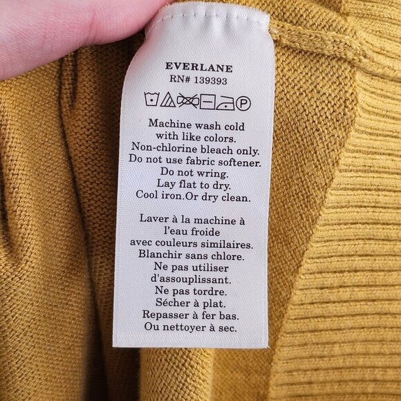 Everlane The No-Sweat Ribbed Crew Neck Yellow Sweater Sz M - Picture 7 of 9
